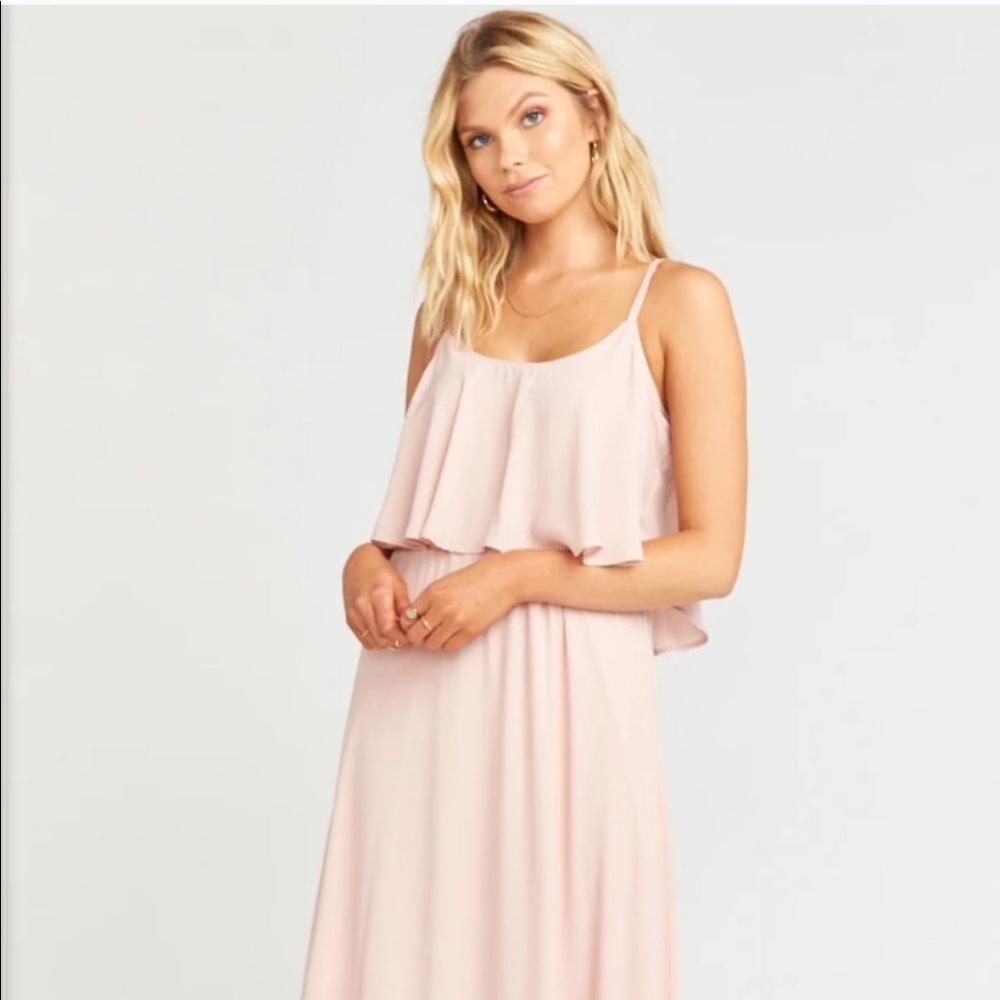 SMYM Caitlin Maxi Dress Dusty Blush Pink Y2K Fairy Dainty Hippie Boho Ruffle‎ S